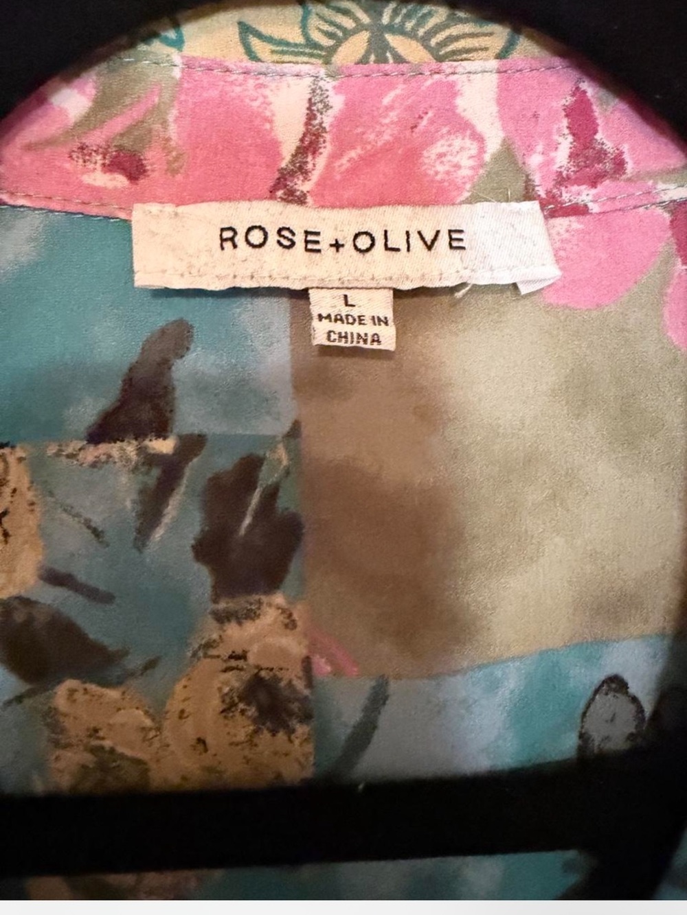 Rose & Olive Multicolor Floral Patchwork Tie-Front Button Shirt - Picture 4 of 7